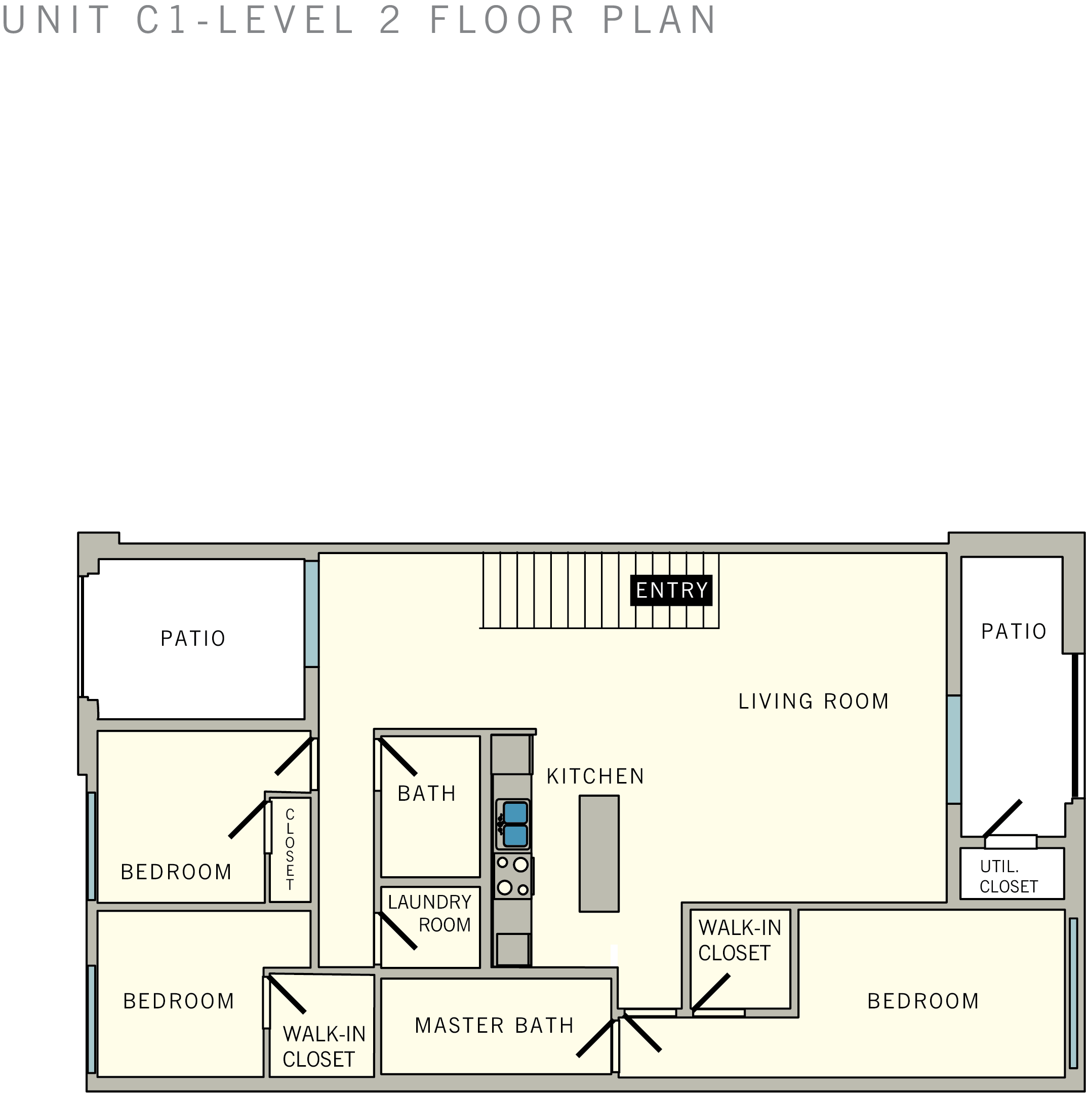 3 bedroom 2 bathroom C1 Floor Plan at Aviator at Brooks, San Antonio, Texas